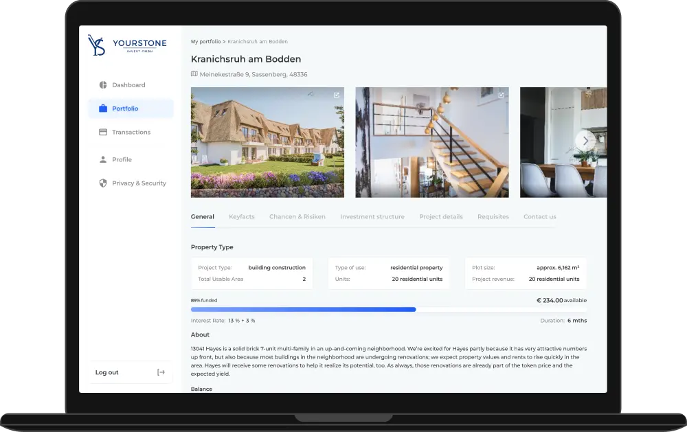 YStone_Details Auf der Ystone-Plattform werden alle Projekte übersichtlich, strukturiert und leicht verständlich dargestellt.